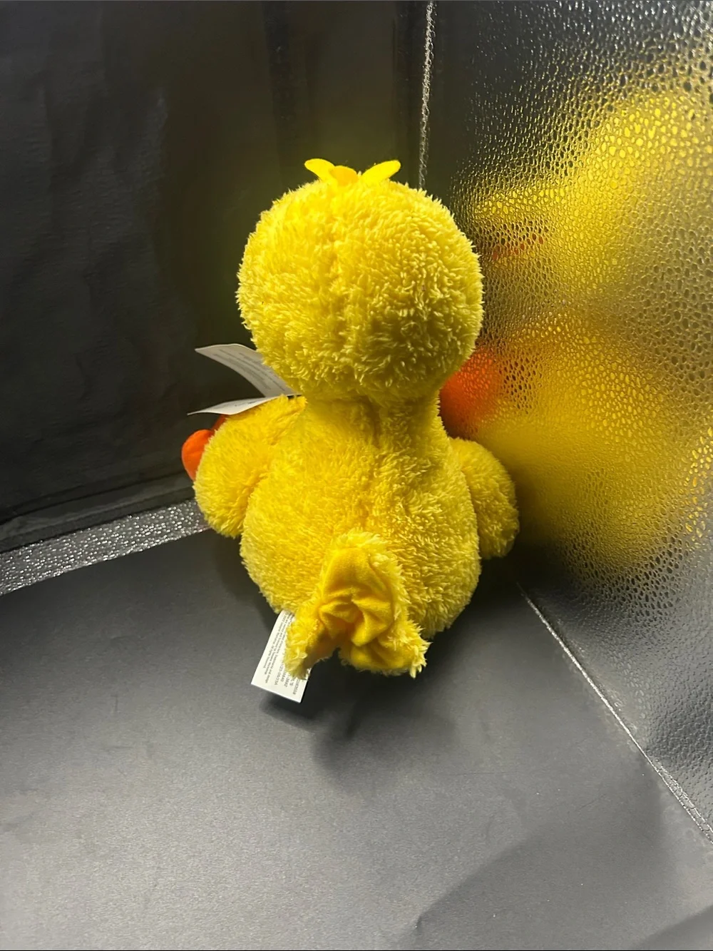 Plush Yellow Bird Pet Toy with Orange Feet